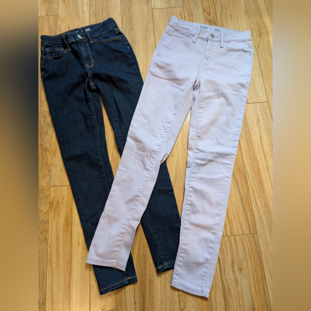 Old Navy Girls Rockstar Jeggings Bundle | Size 12 | Lavender & Dark Wash 2 Pr